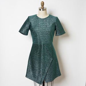 TOPSHOP Metallic Blue-Green Short Sleeve Dress Size 6